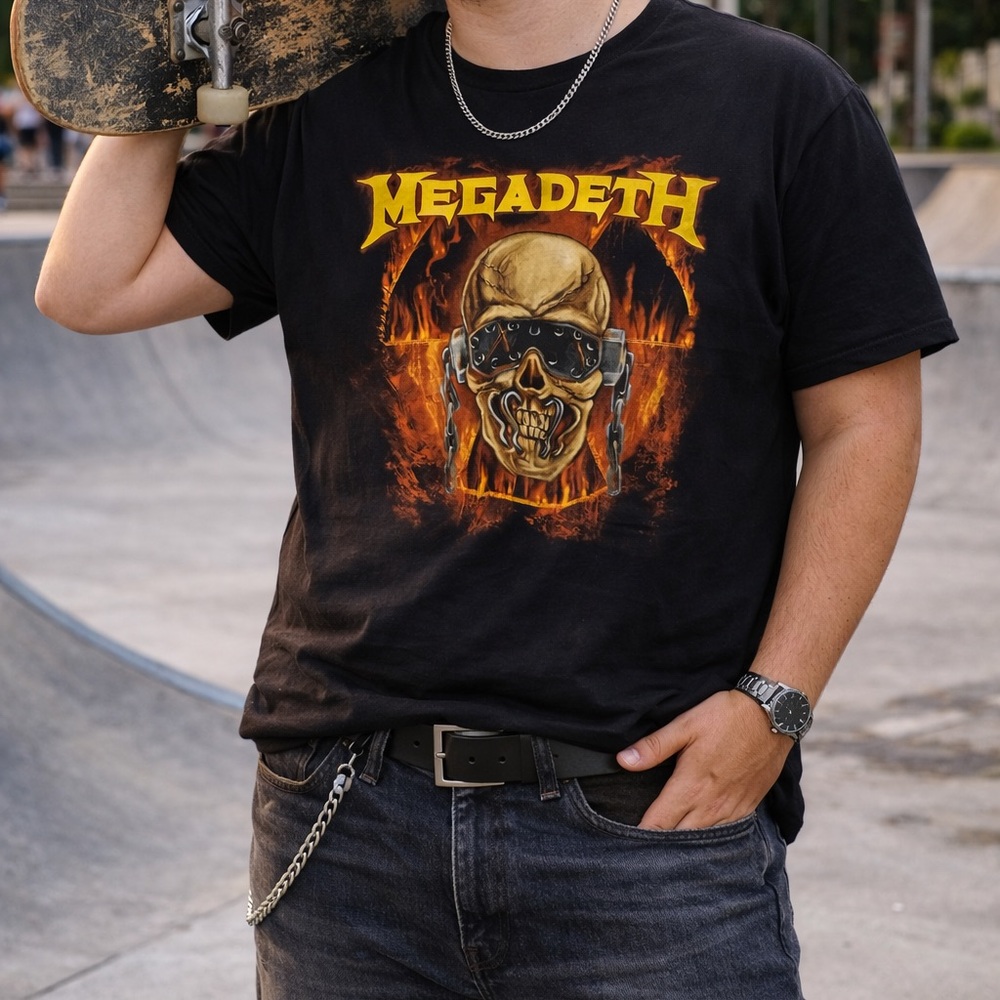 Megadeth Tour T-Shirt 2023. Men’s size XL. With Cities and Dates. Concert. Rock